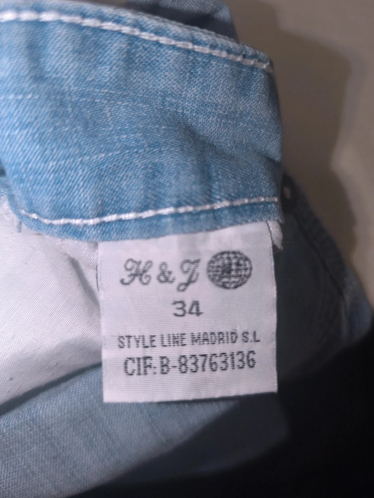 Men's H&J light blue denim cargo shorts size T44 FR (tag 34) – photo 4